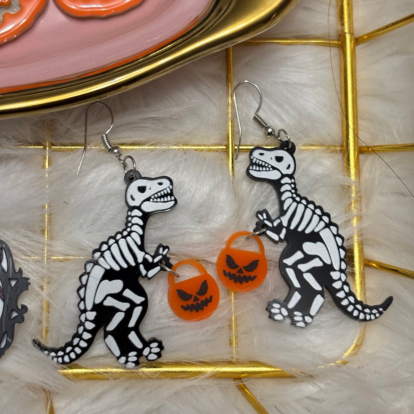 Aretes Dinosaurio Esqueleto Acrílico