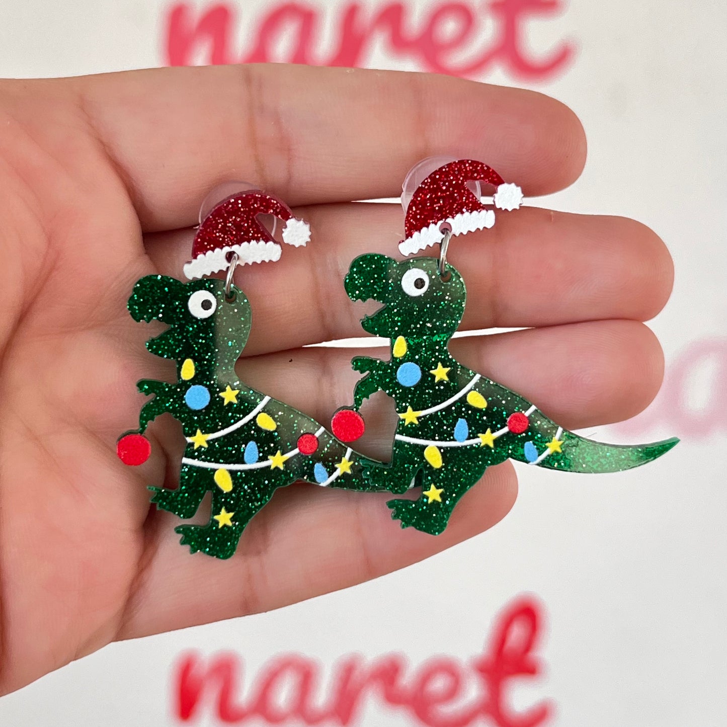 Aretes Dinosaurios Navideños