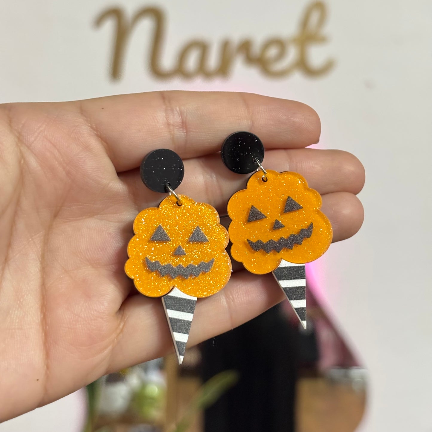Aretes Algodon de Azucar Halloween Acrílico