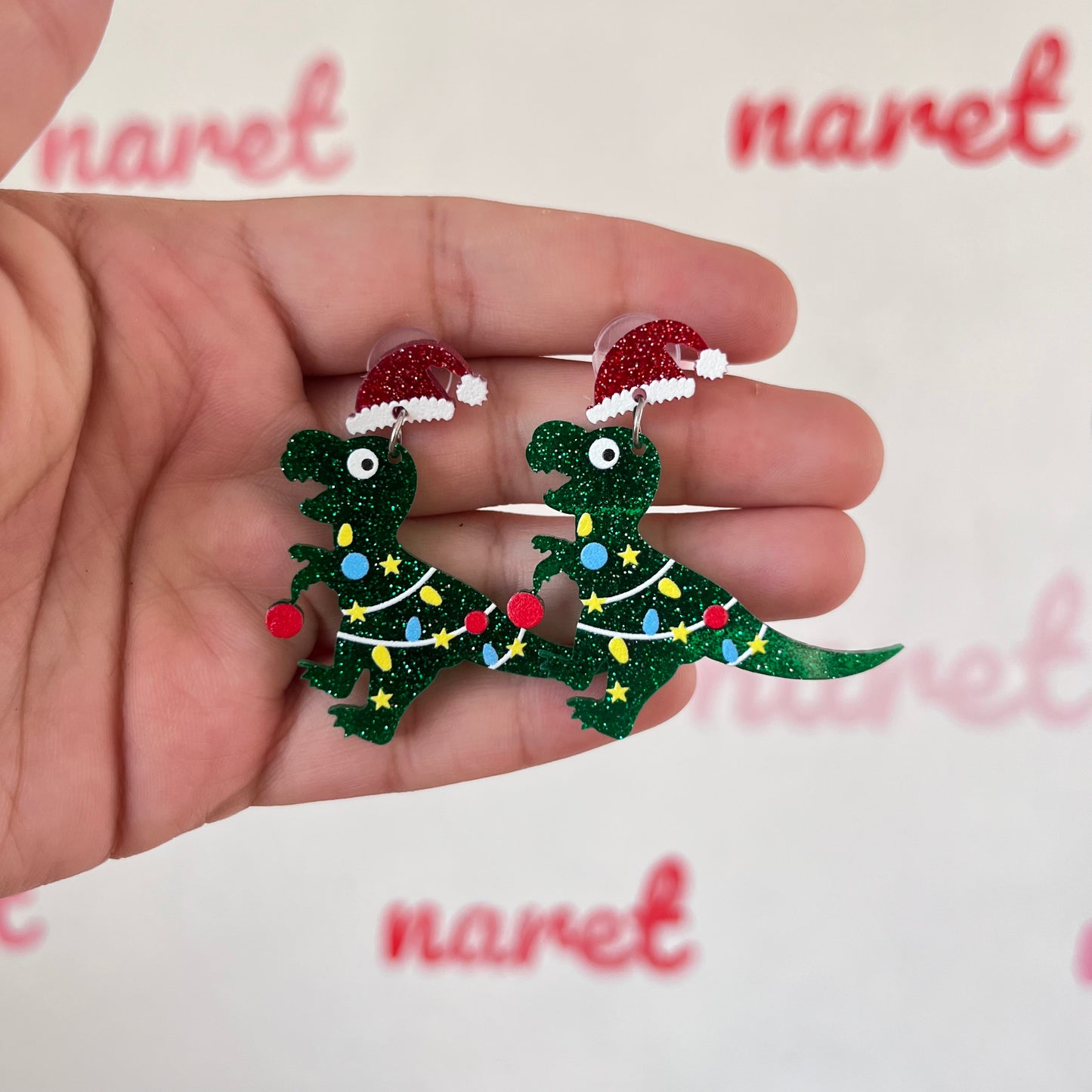 Aretes Dinosaurios Navideños