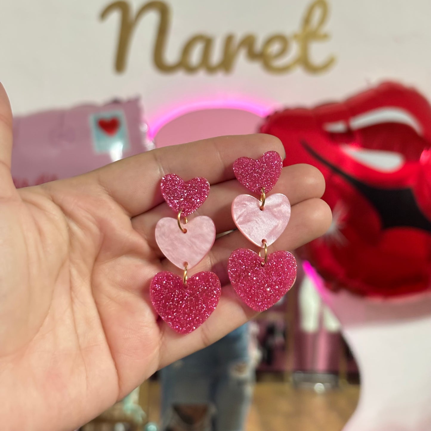 Aretes San Valentín Acrílico
