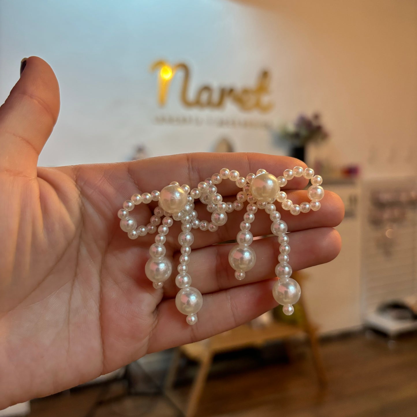 Aretes Moño de Perlitas