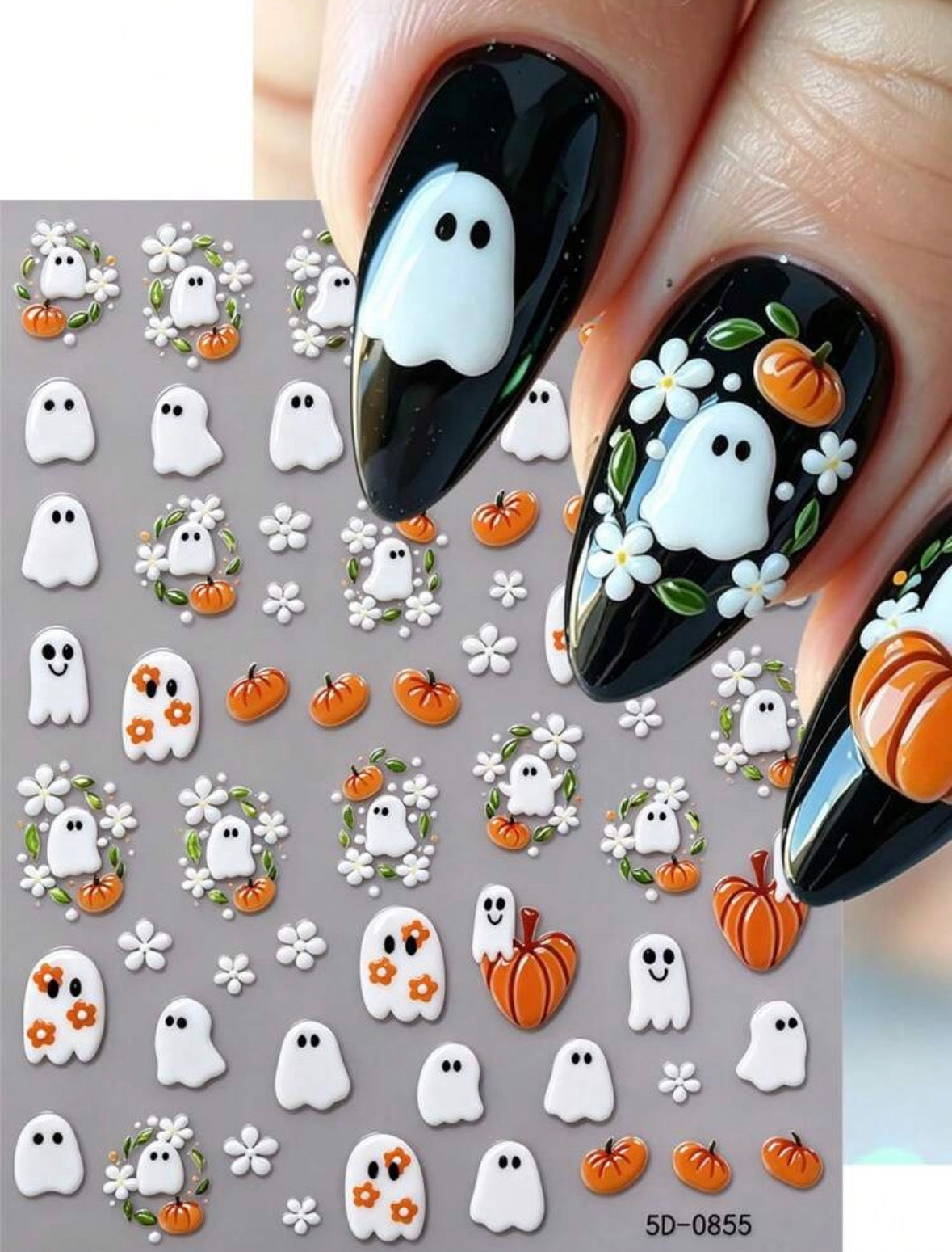 Stickers Uñas Fantasmas y Calabazas