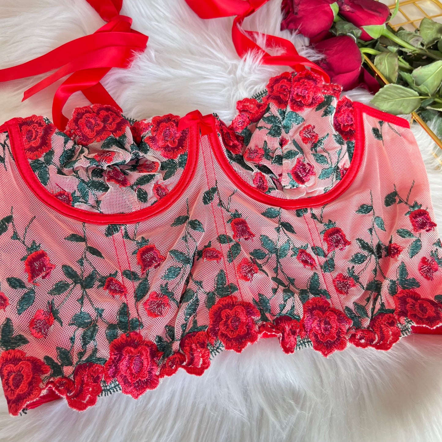 Bustier Floral Rojo