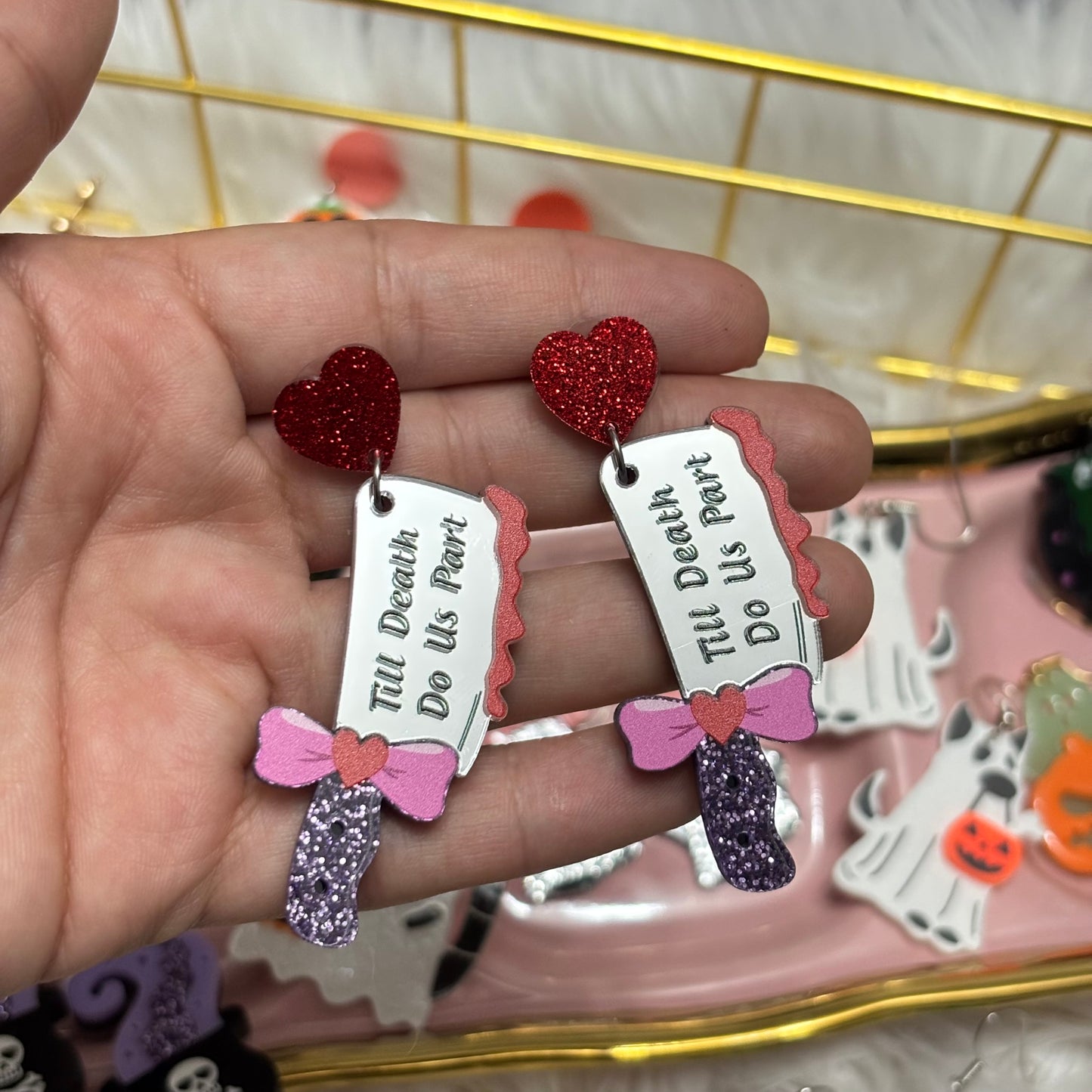 Aretes Hacha Till Death Acrílico