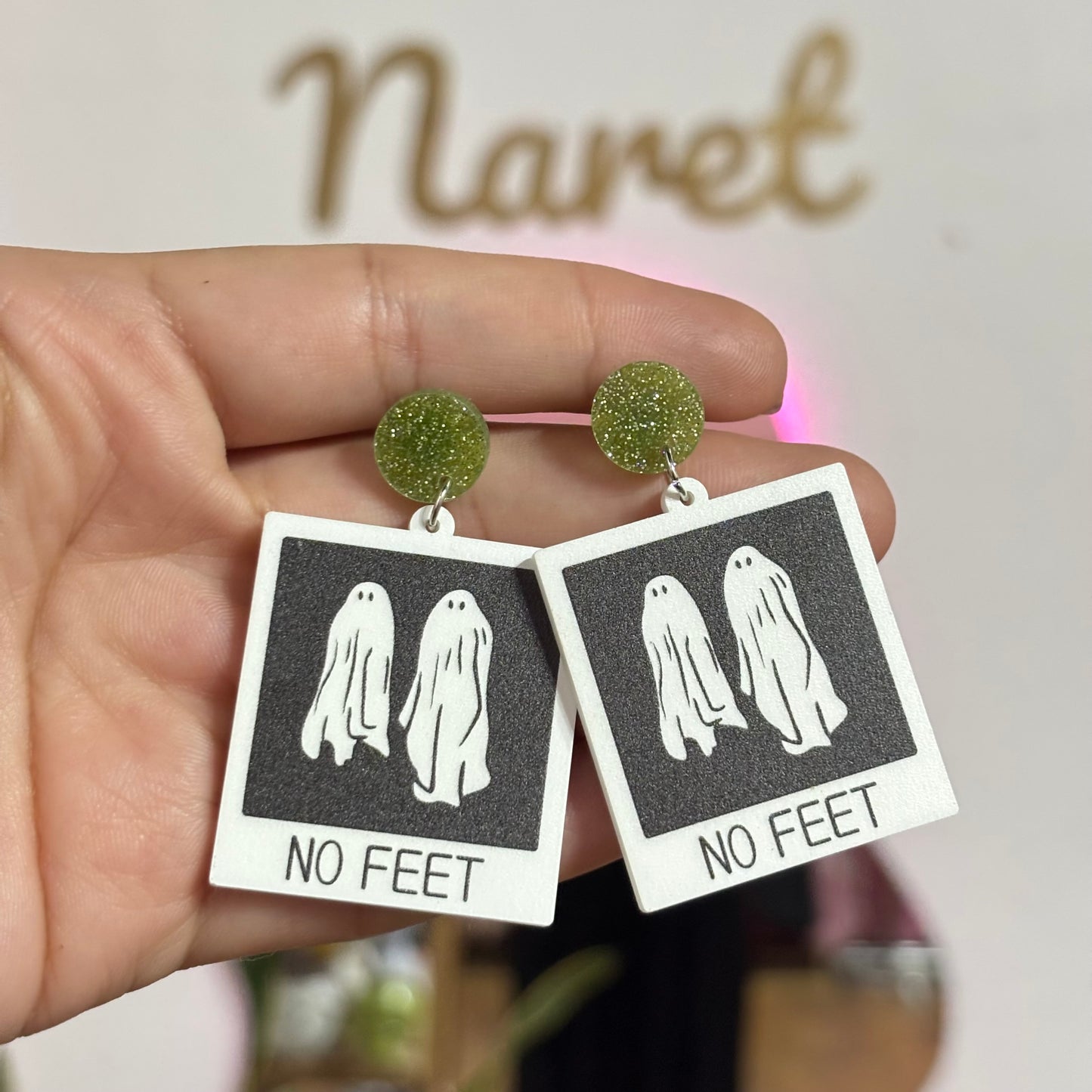 Aretes Foto Polaraid Halloween Acrílico