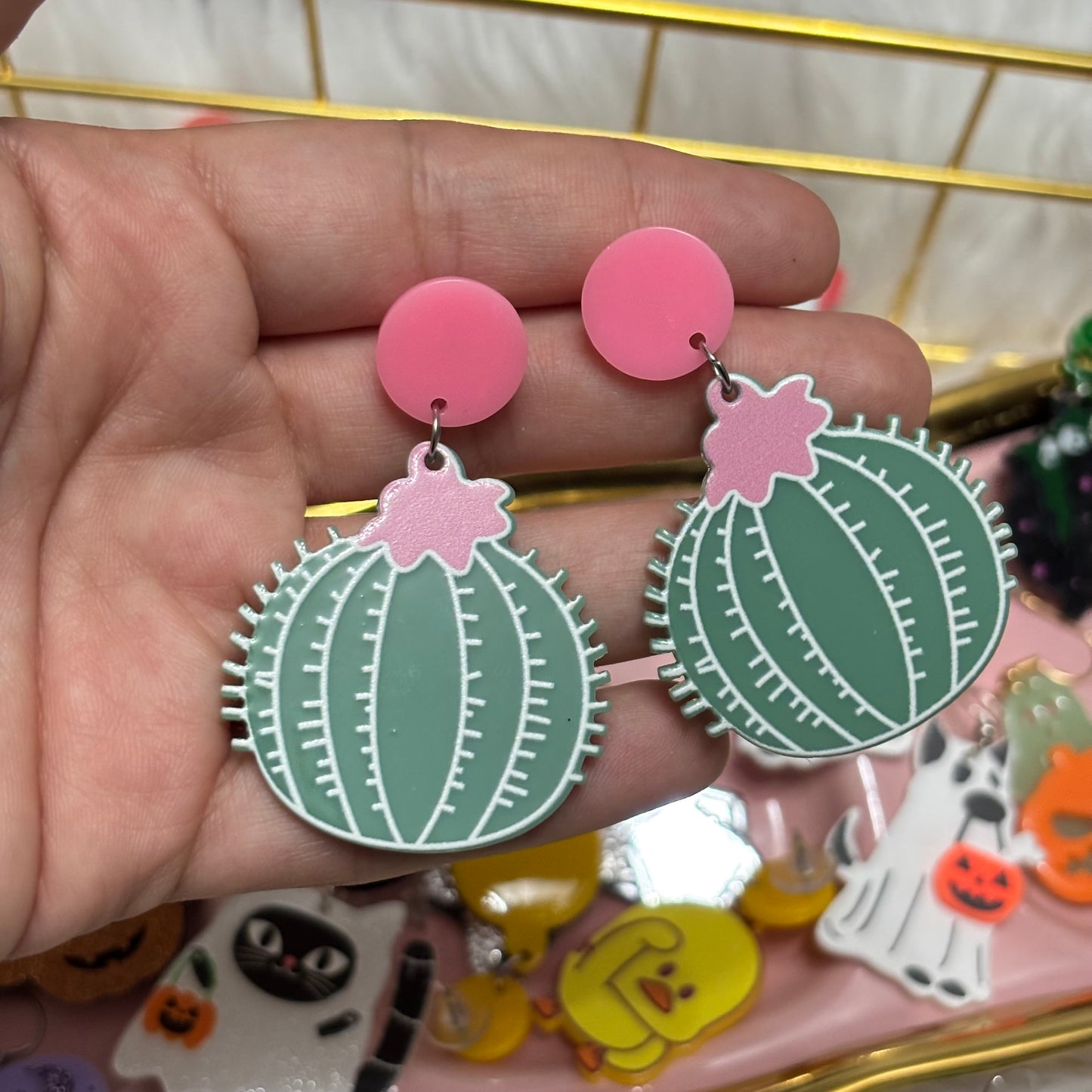 Aretes Cactus Acrílico