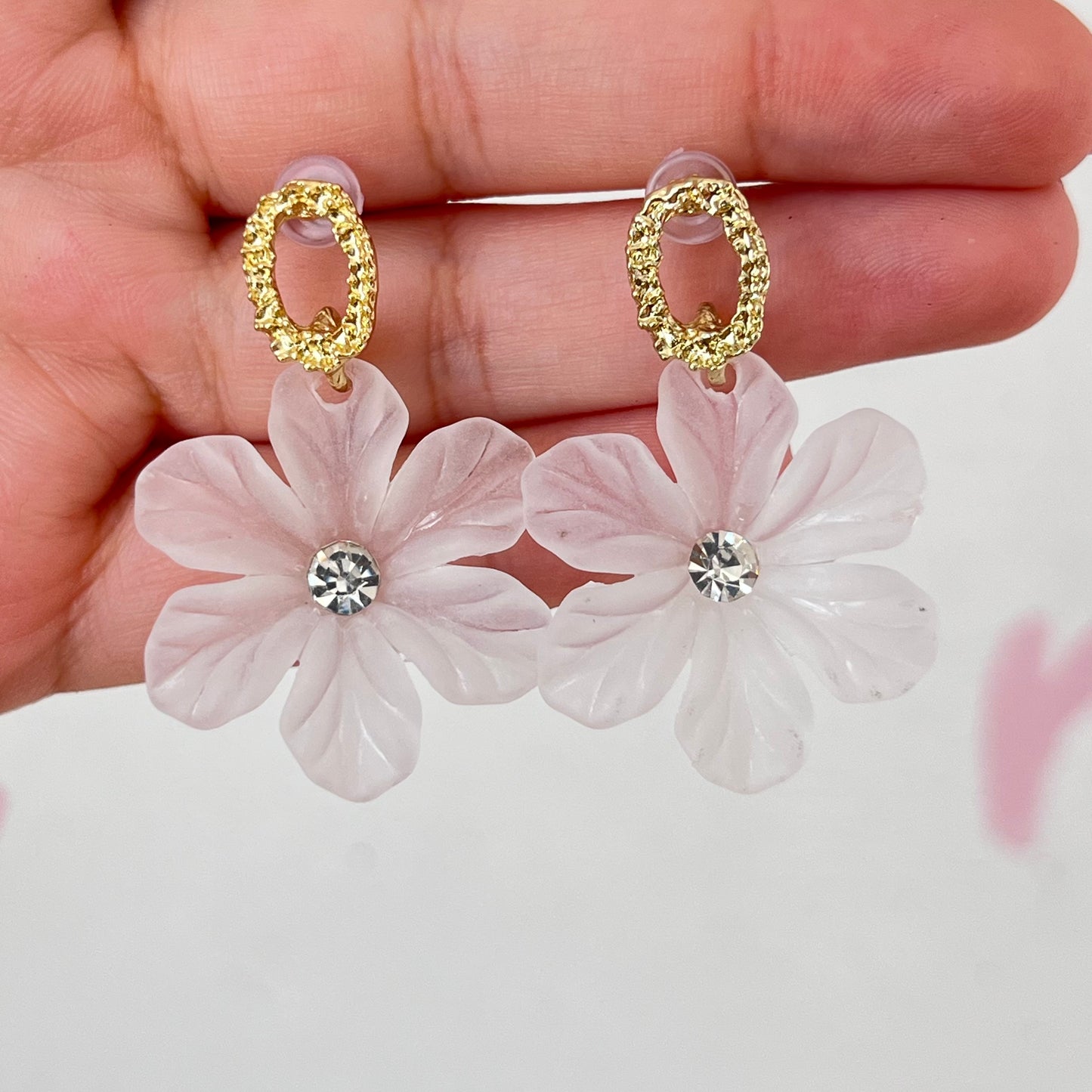Aretes Flor Transparente