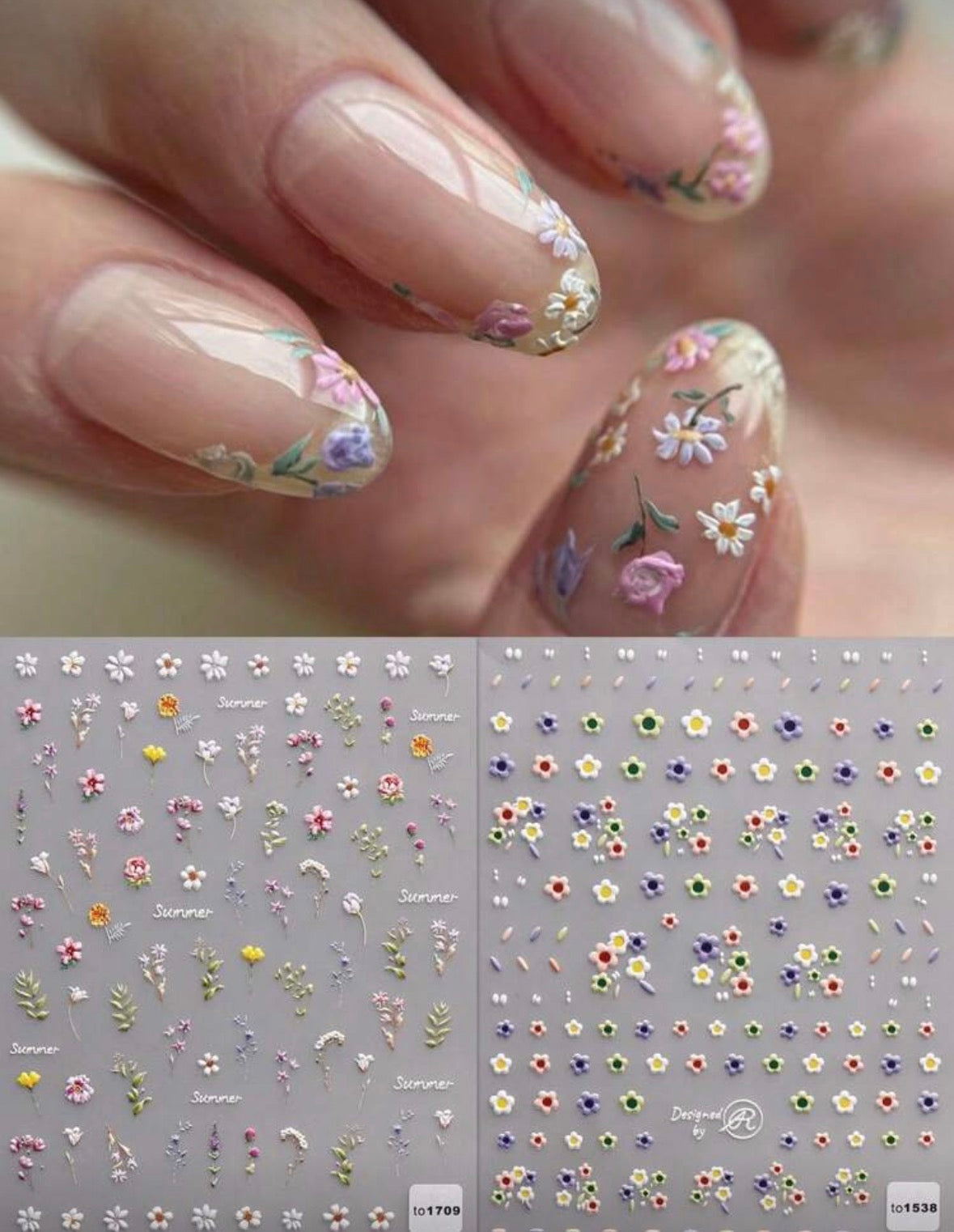 Stickers Uñas Flores
