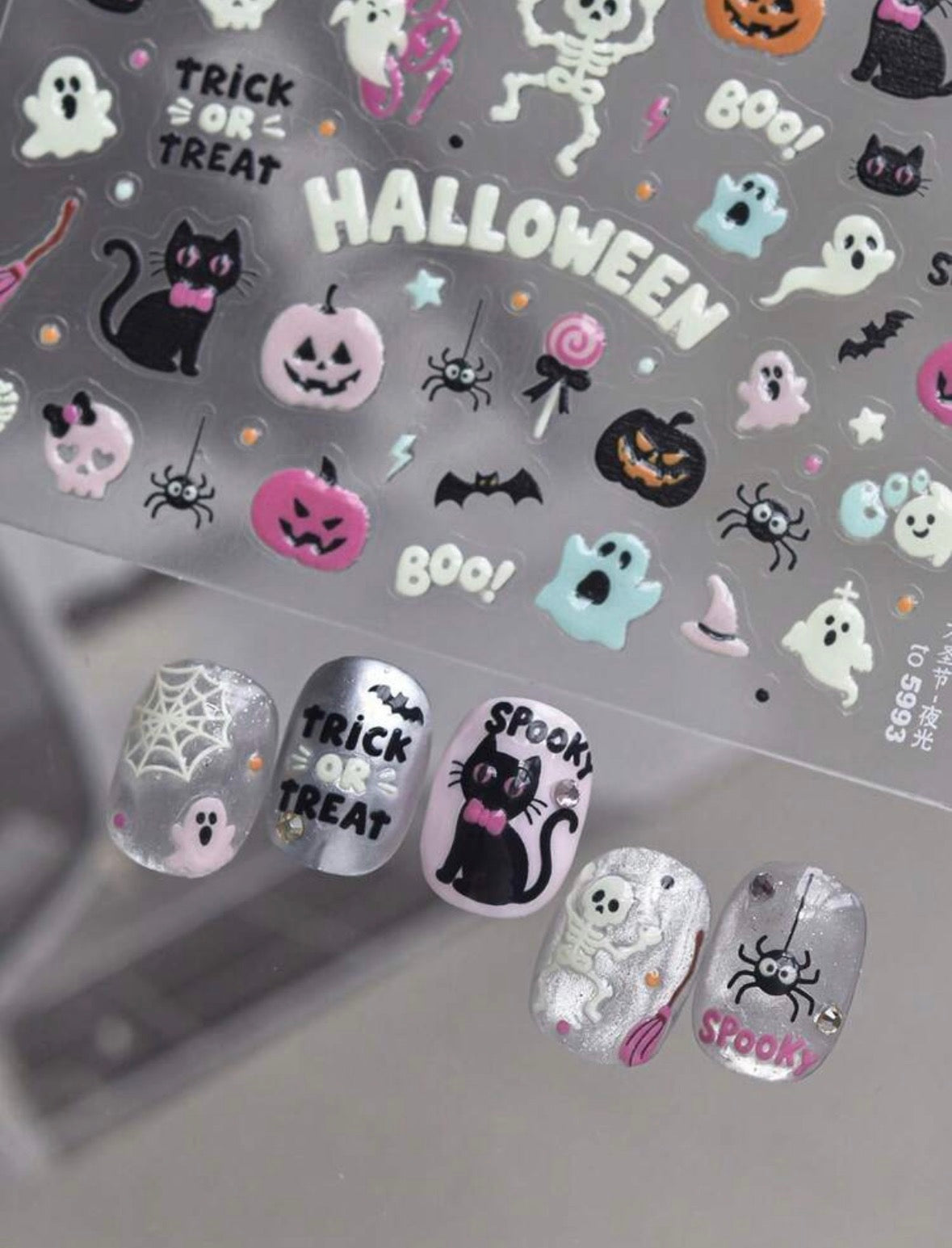 Stickers Uñas Halloween Brilla Oscuridad