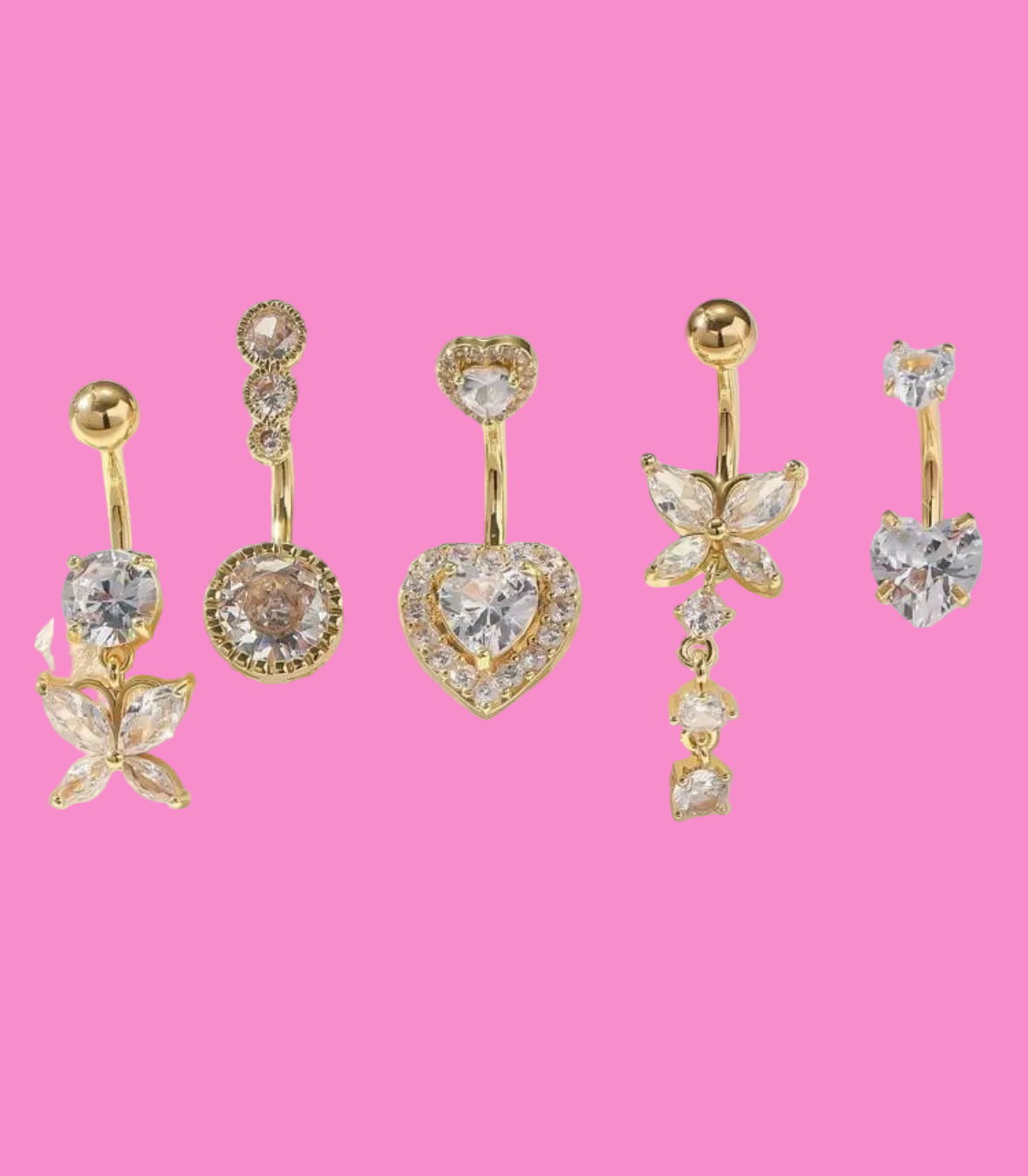 Piercing Ombligo Dorado con Blanco