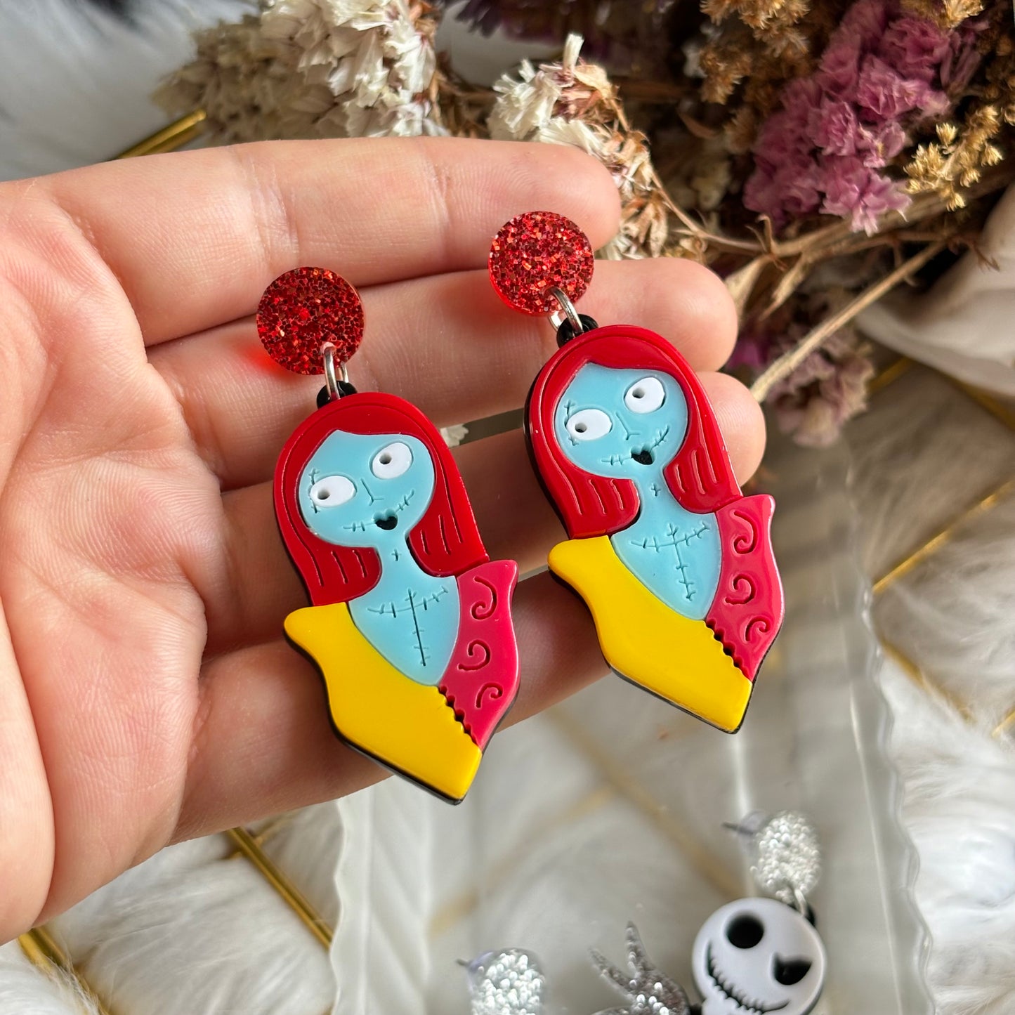 Aretes Jack y Sally Acrílico