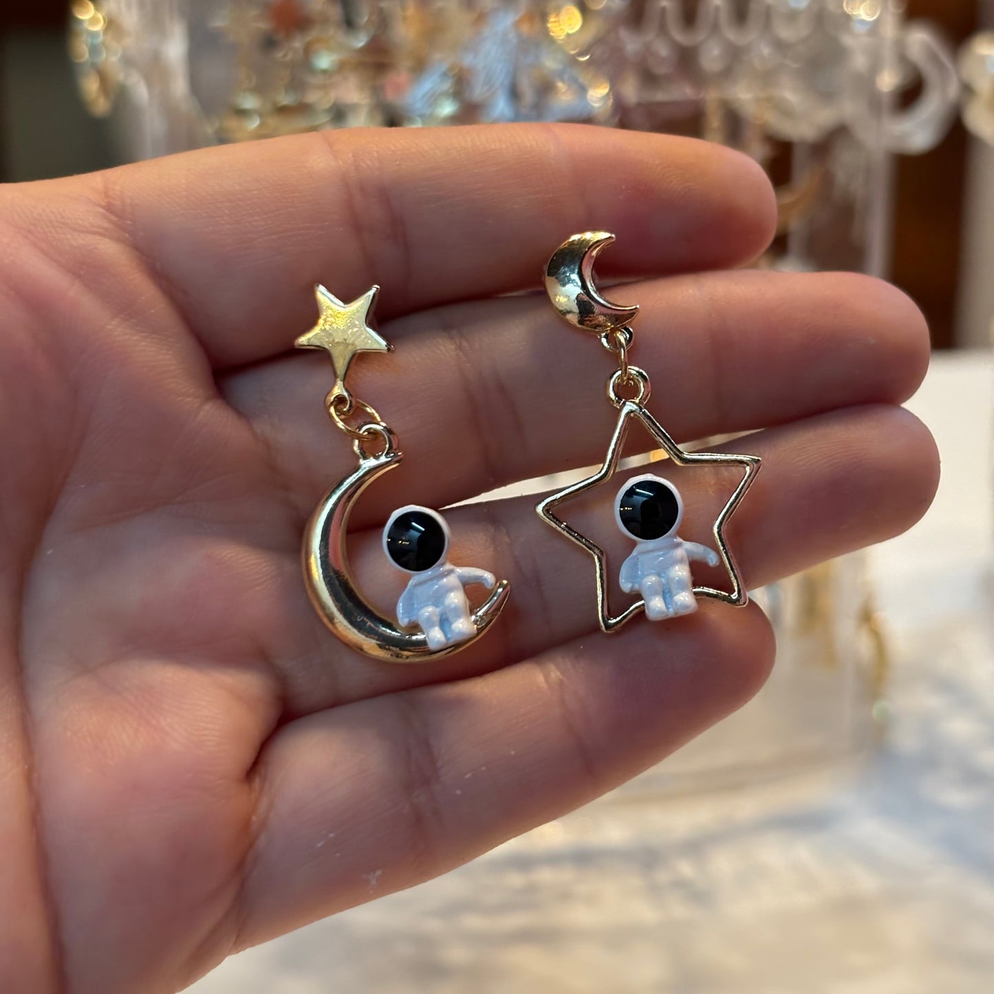 Aretes Astronautas Luna y Estrella