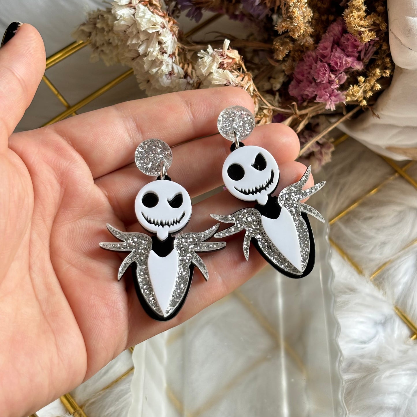 Aretes Jack y Sally Acrílico