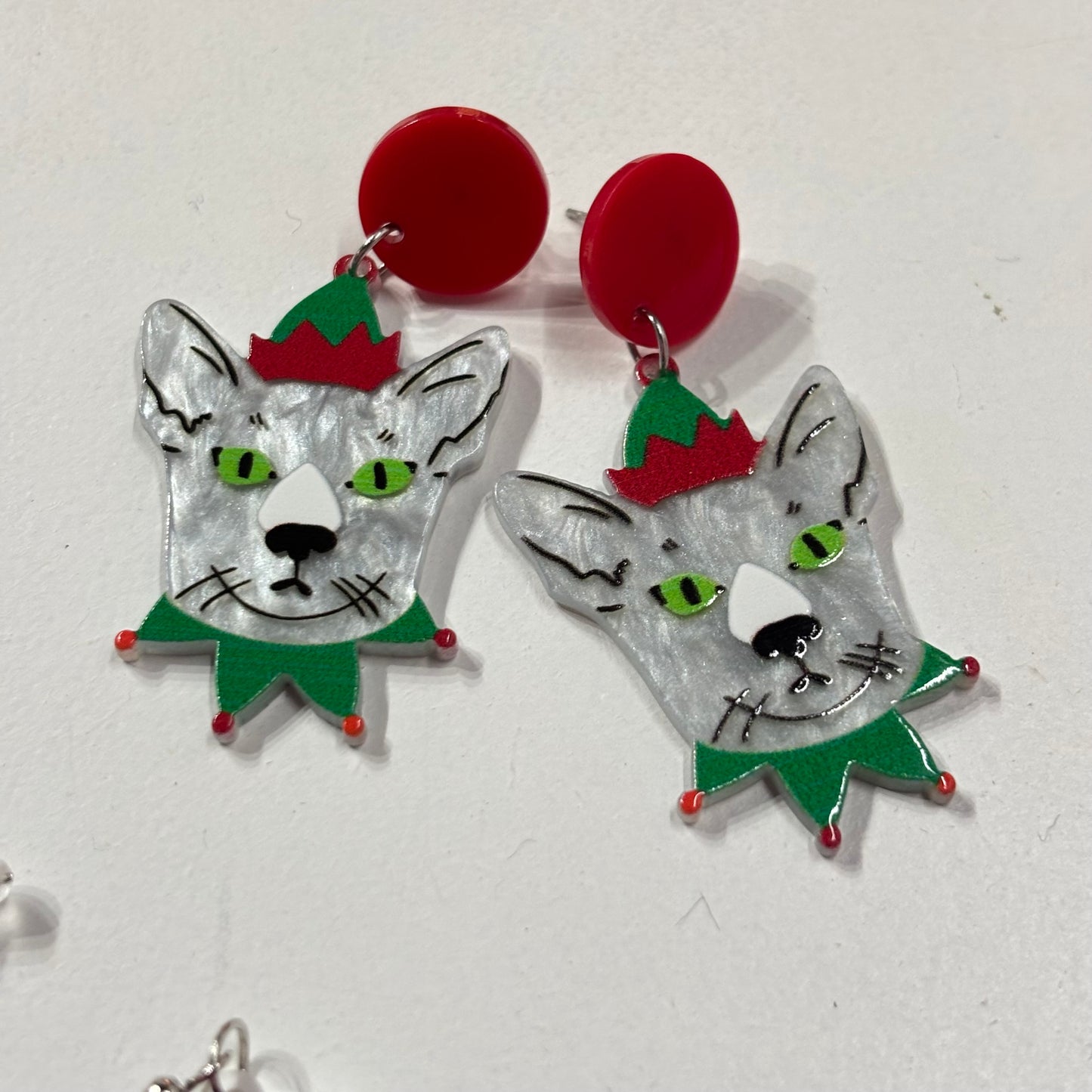 Aretes Gato Navideño