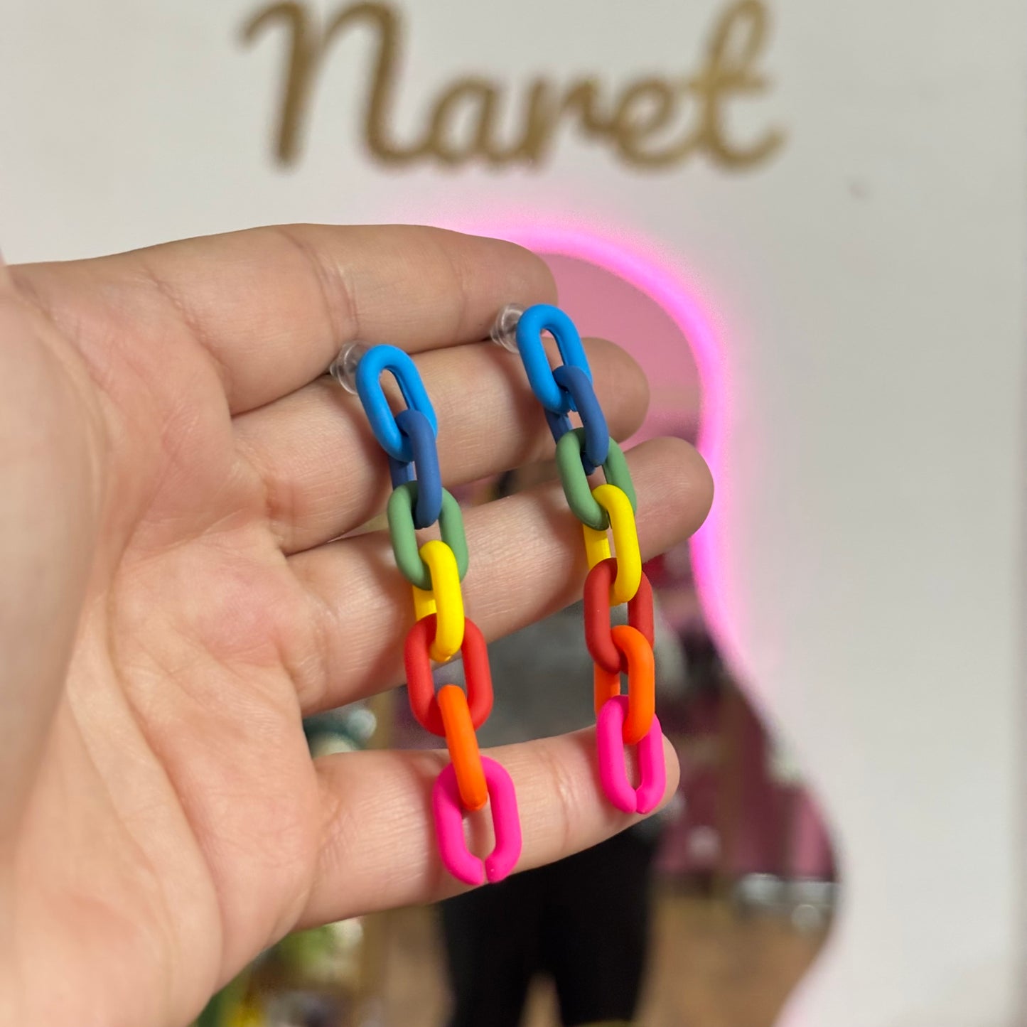 Aretes Cadena de Colores