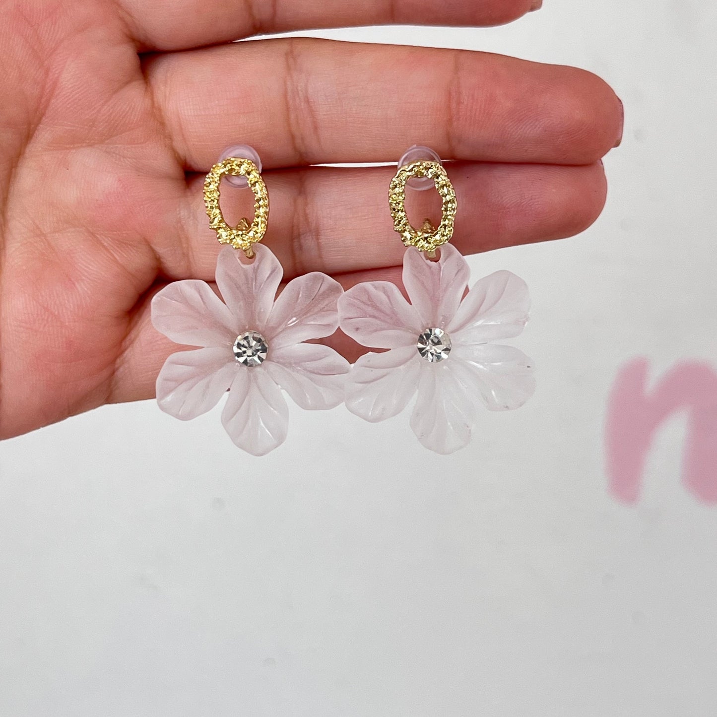 Aretes Flor Transparente