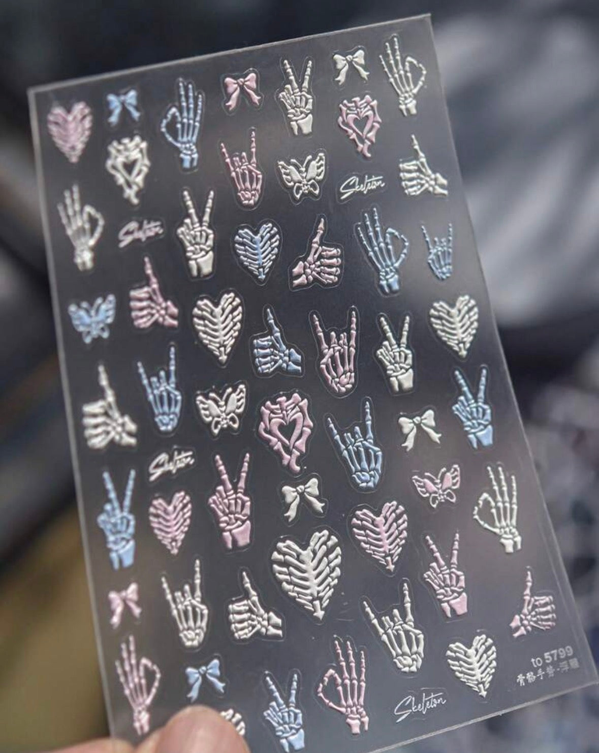 Stickers Uñas Manos Esqueleto