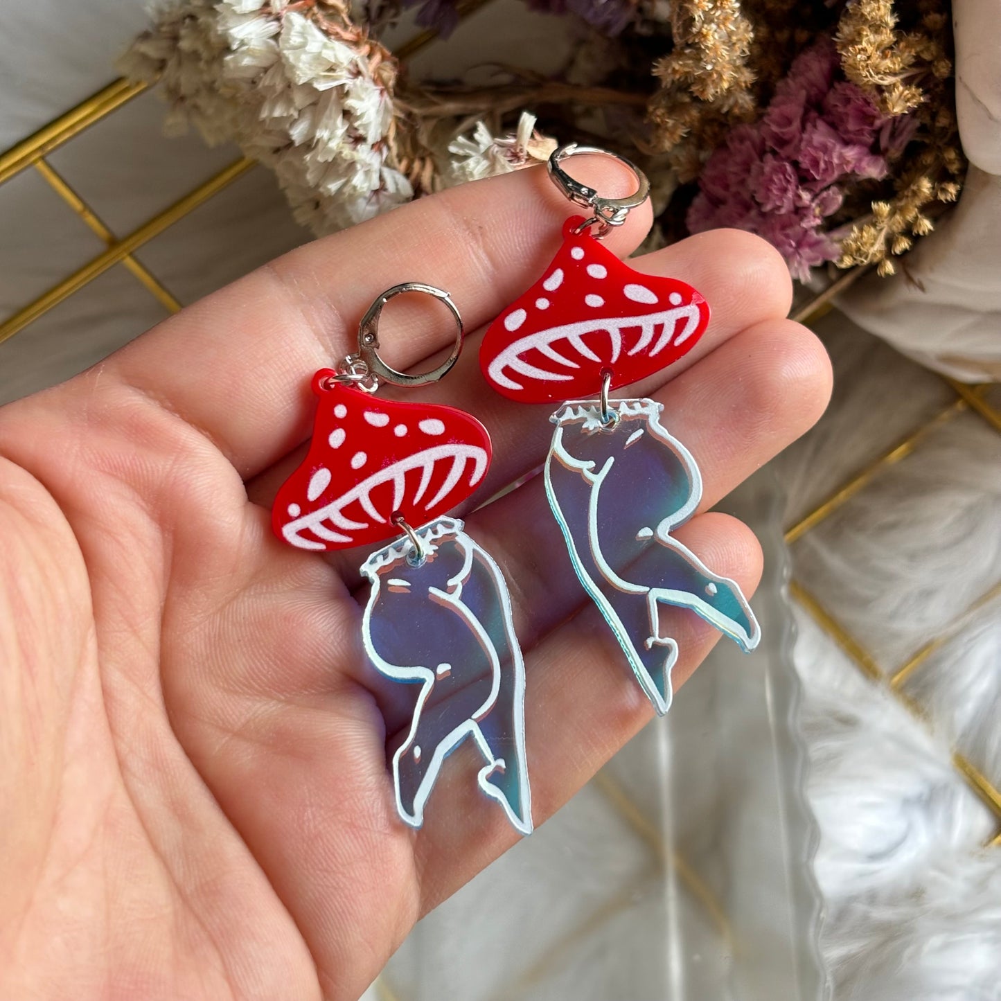 Aretes Honguitos Acrílico