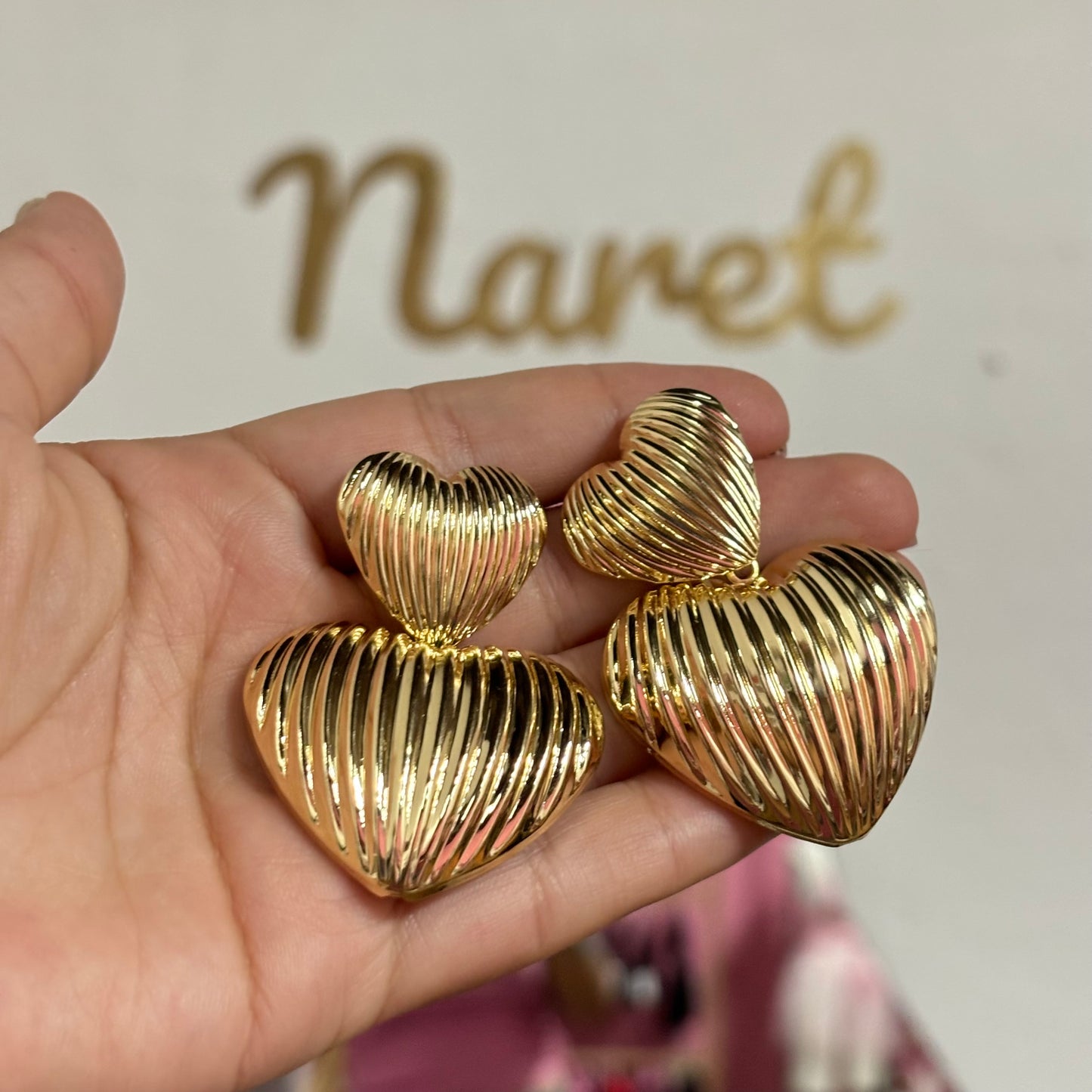 Aretes Corazones Rayados