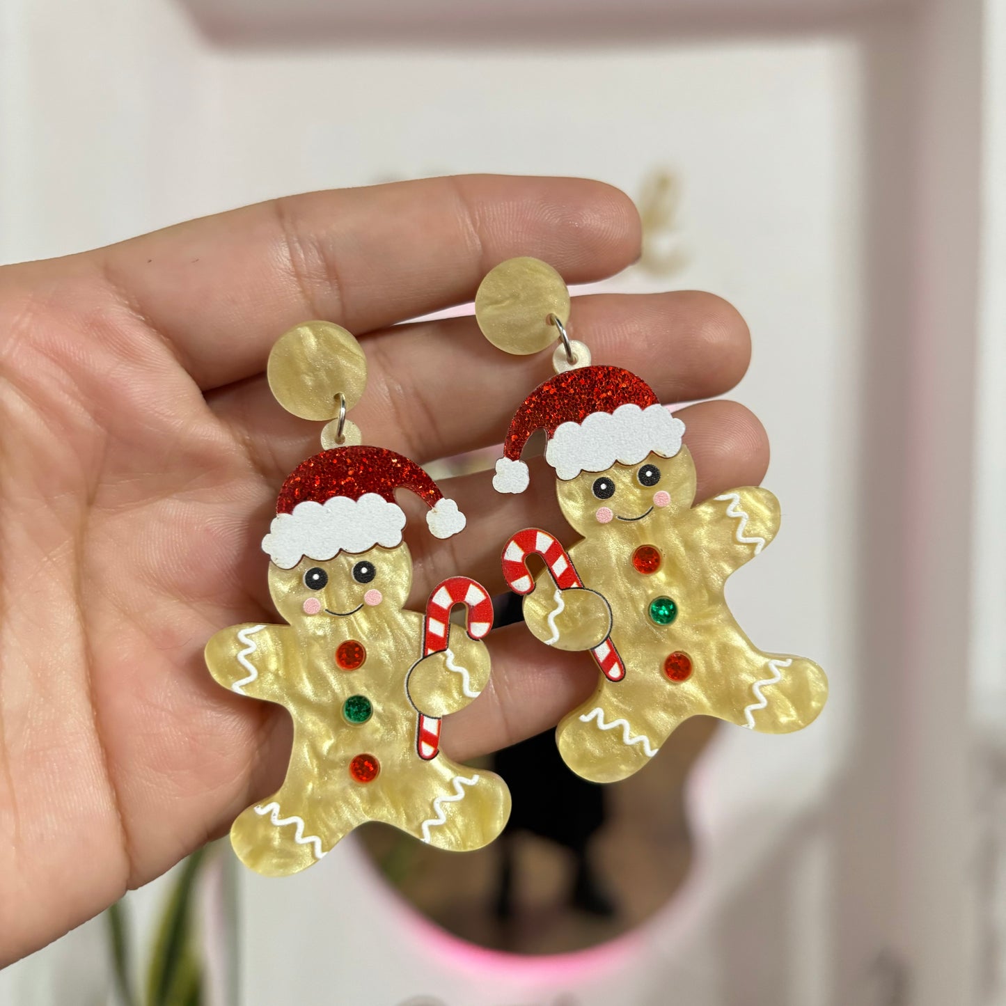 Aretes Galletas de Jengibre Acrilico