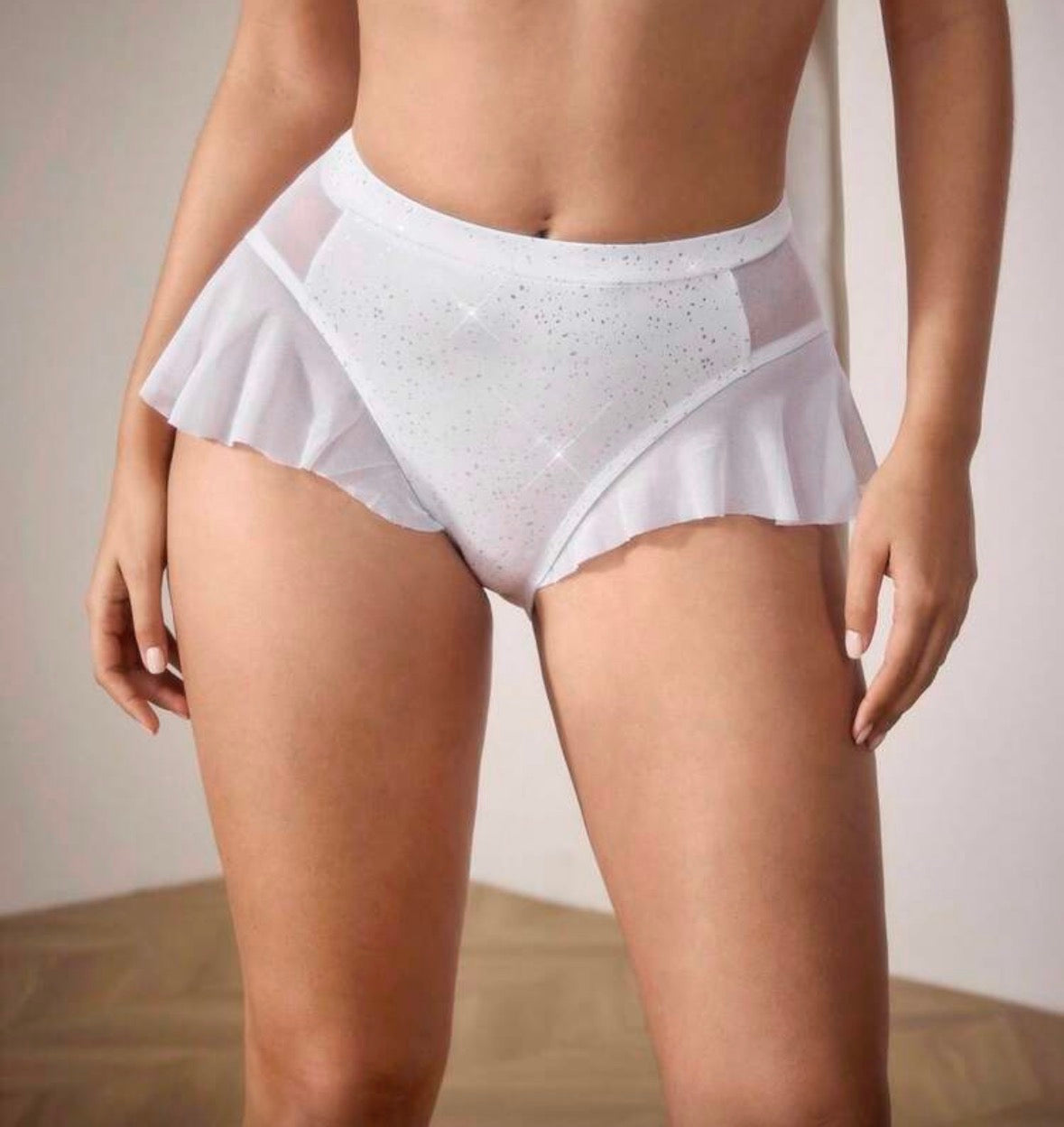 Short Glitter Faldita Blanco