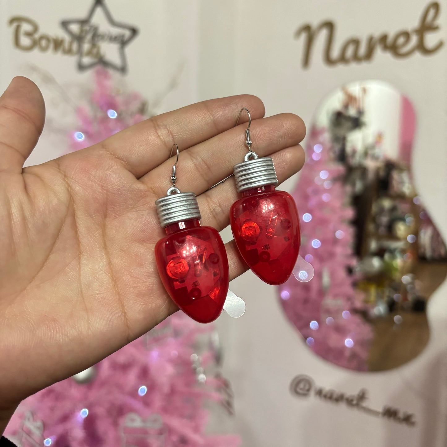 Aretes Navideños con Luz