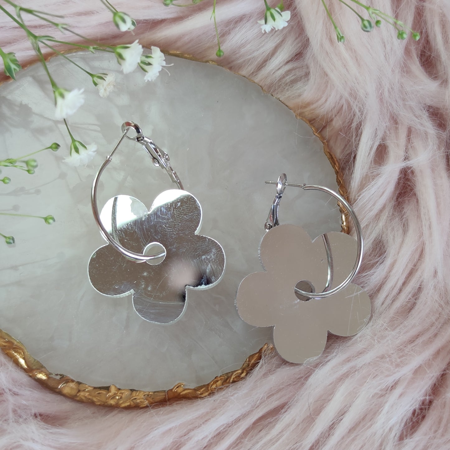 Arracadas Flor Espejo