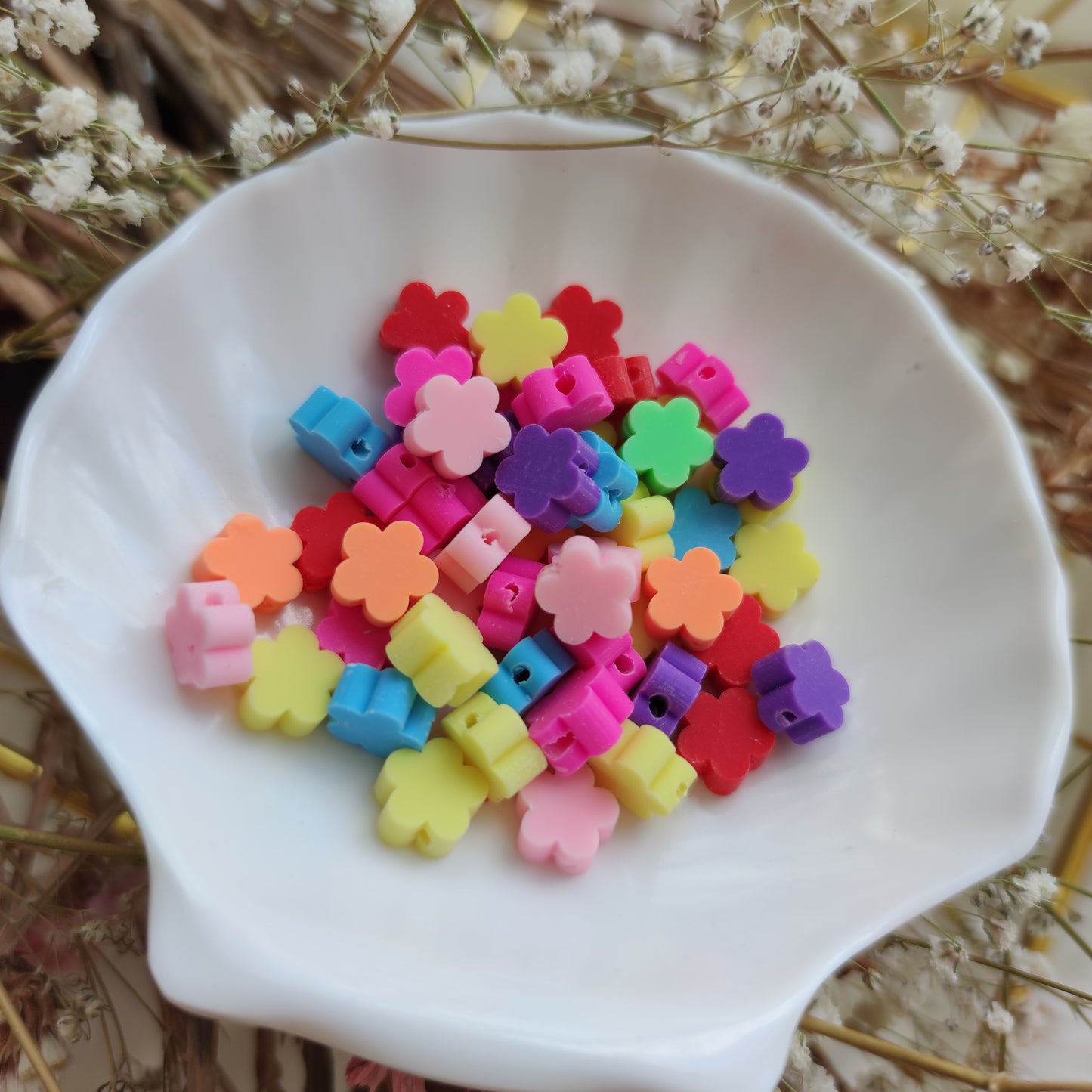 Cuenta Fimo Flower 25 pzs