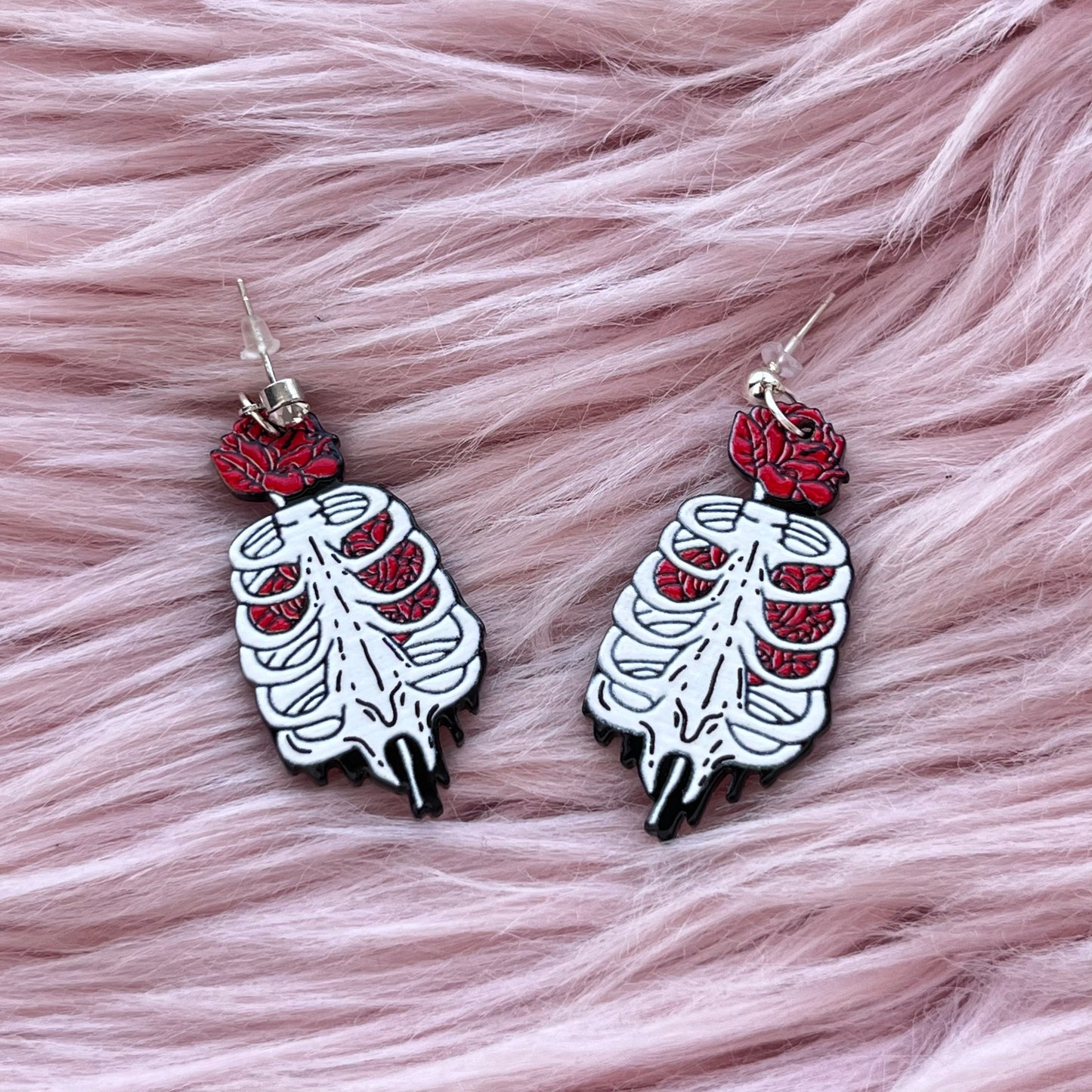 Aretes Huesos con Rosa