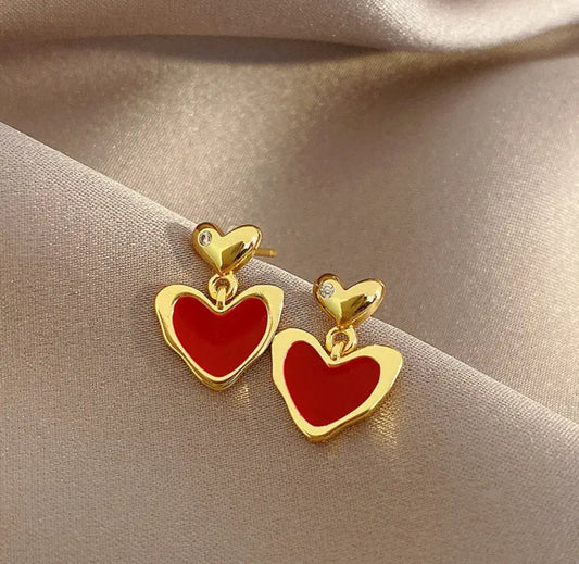 Aretes Groovy Corazón Rojoo
