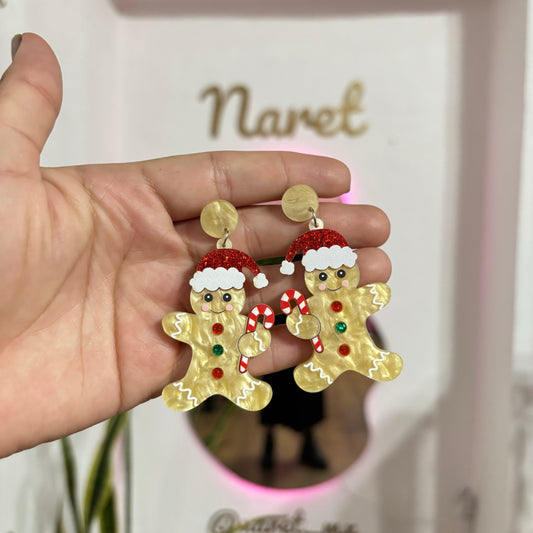 Aretes Galletas de Jengibre Acrilico