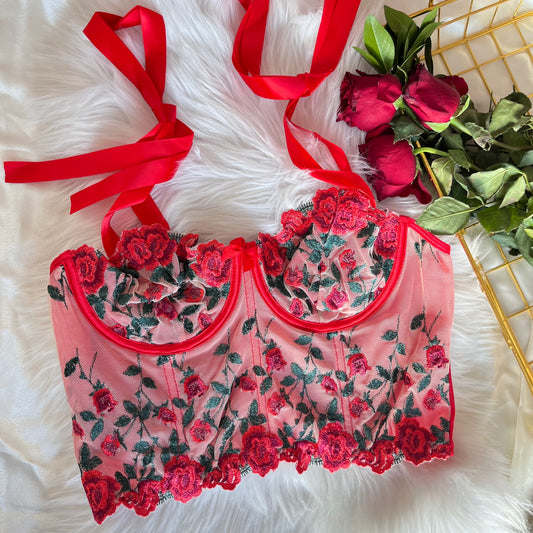 Bustier Floral Rojo