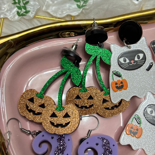 Aretes Cerezas Halloween Acrílico