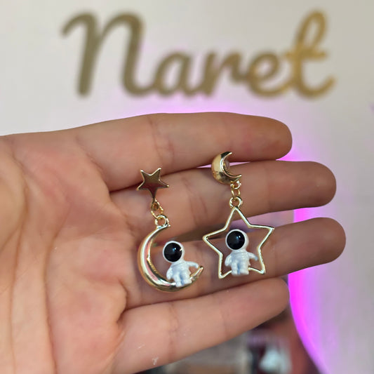 Aretes Astronautas Luna y Estrella