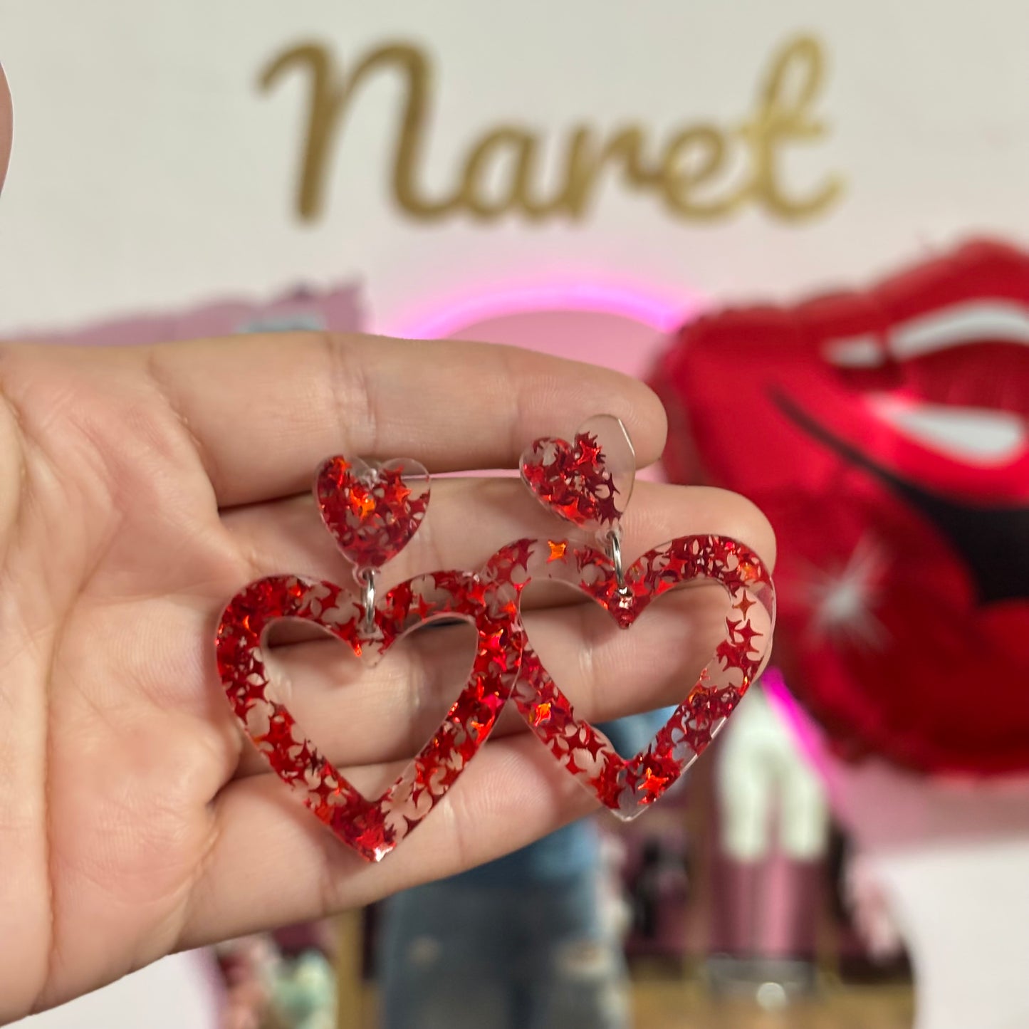Aretes San Valentín Acrílico