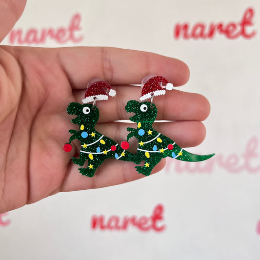 Aretes Dinosaurios Navideños
