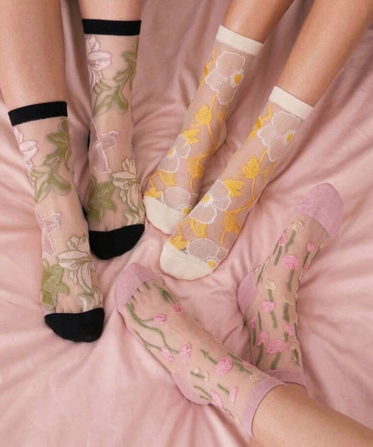 Calcetas Mesh Florales