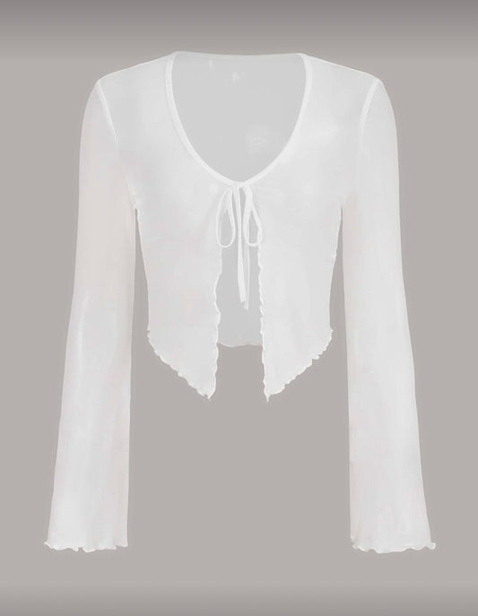 Top Mesh Butterfly Blanco