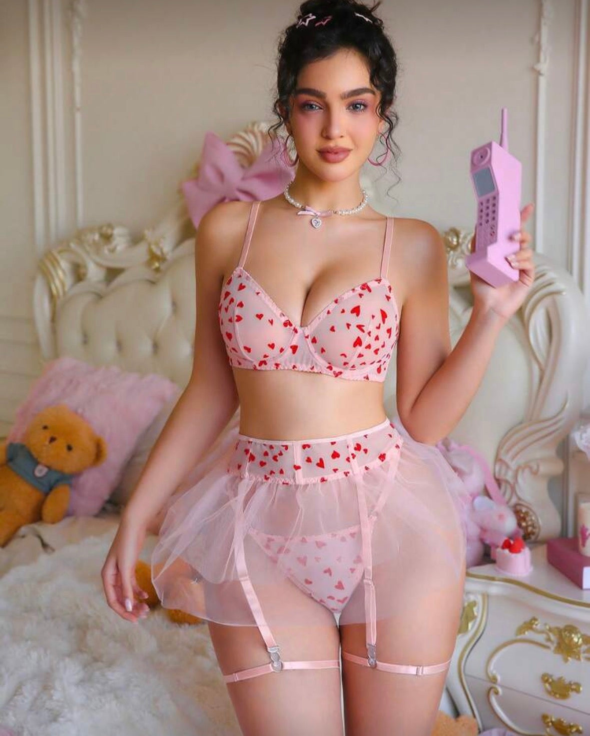 Lencería Velvet Hearts Liguero