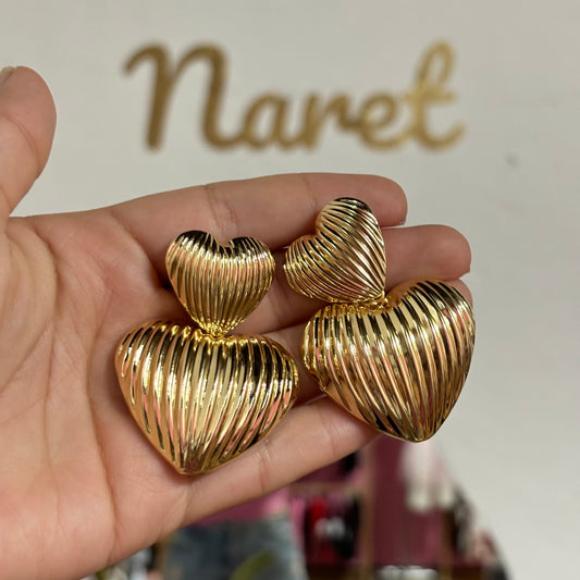 Aretes Corazones Rayados