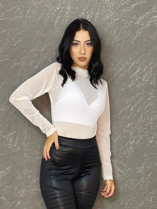 Top Mesh Cuello Blanca