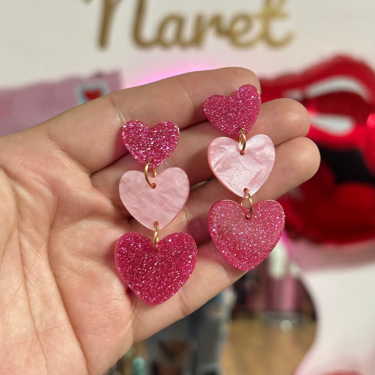 Aretes San Valentín Acrílico