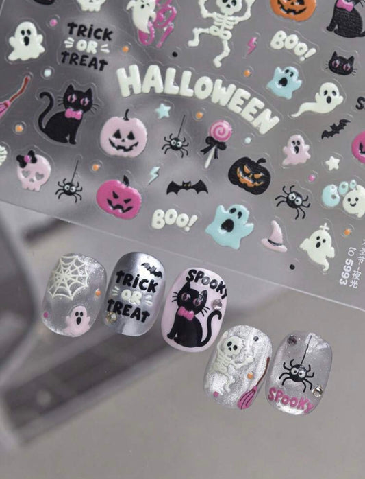 Stickers Uñas Halloween Brilla Oscuridad