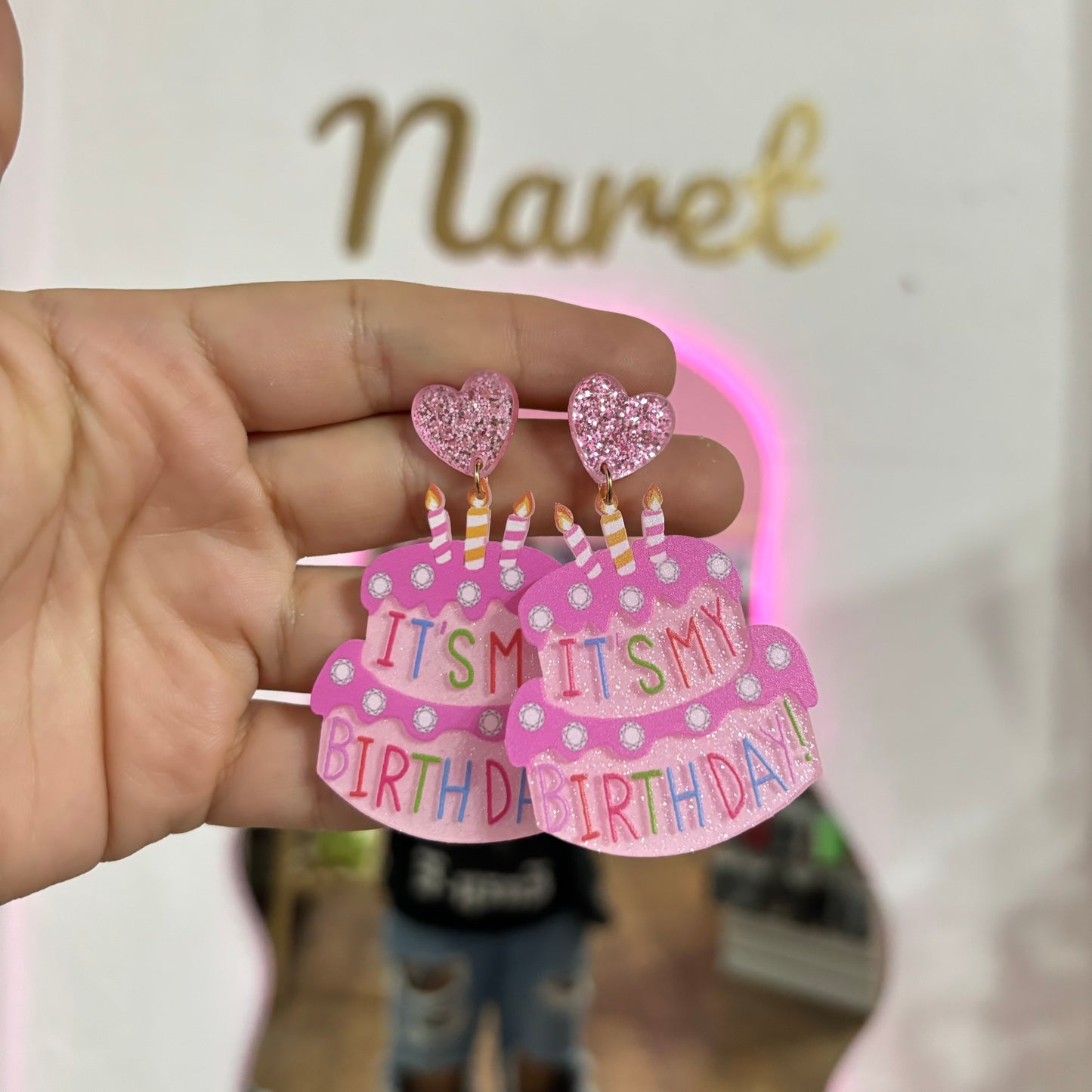 Aretes Birthday Acrilico