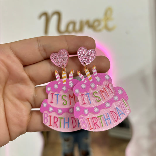 Aretes Birthday Acrilico