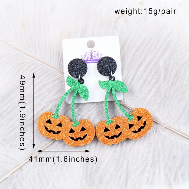 Aretes Cerezas Halloween Acrílico