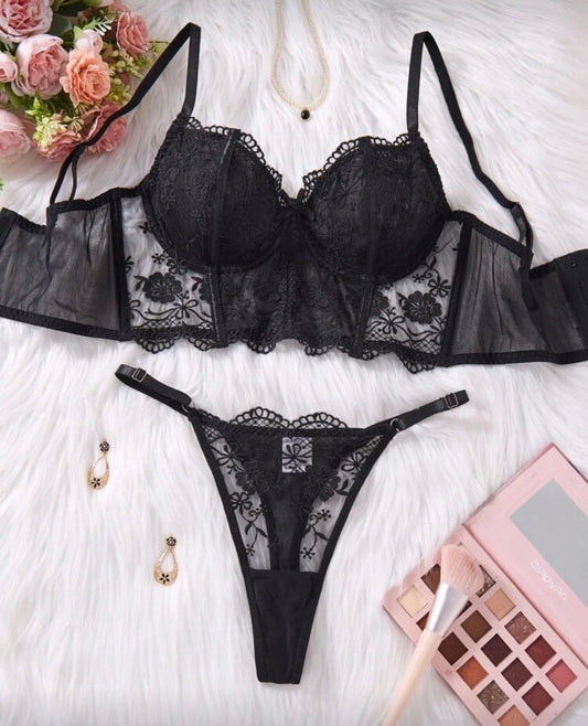 Lencería Bustier Magnolia Negra