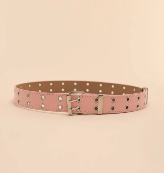 Cinturón Double Holes Rosa