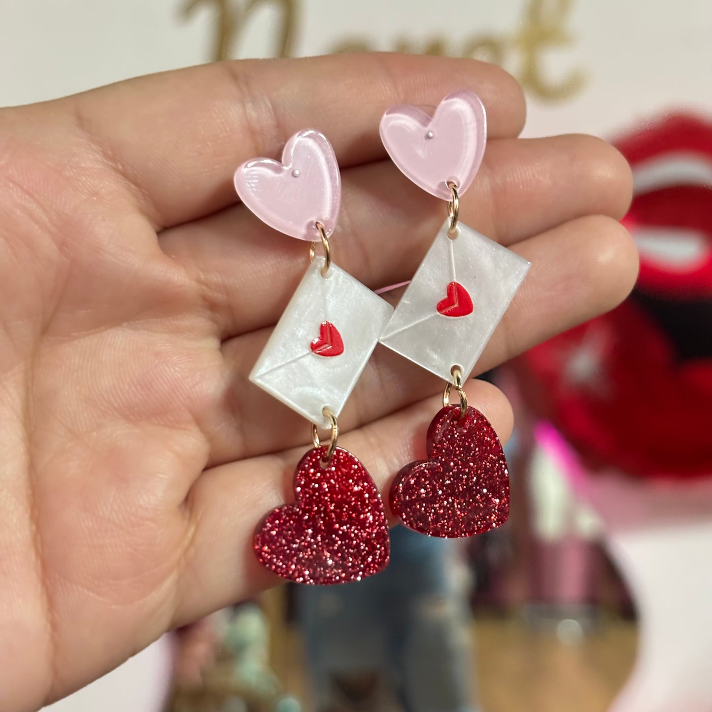 Aretes San Valentín Acrílico